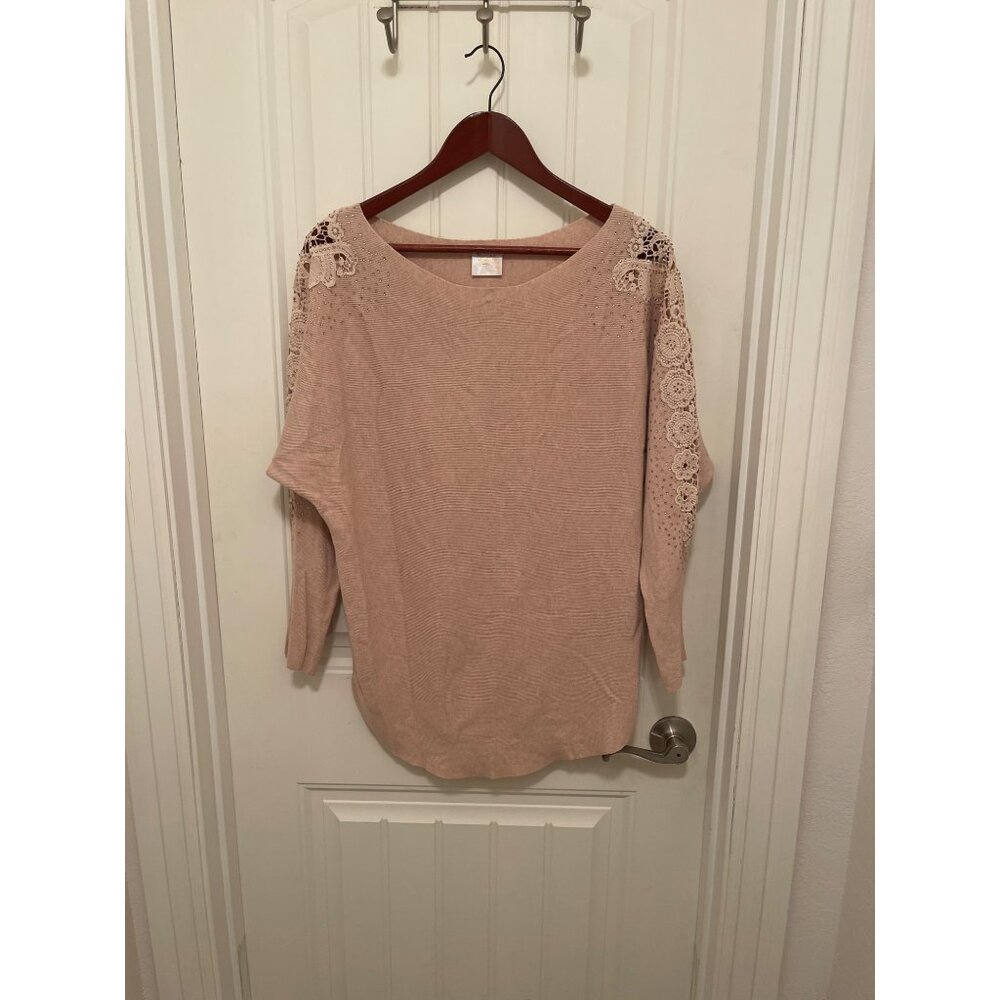Sirenlily Maternity Lace Embellished Long Sleeve Top Women Sz M , Viscose Blend‎